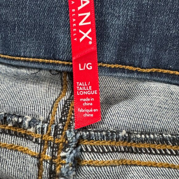 Spanx Distressed Skinny Jeans Large Tall Blue Cotton Blend Stretch NWT PT-2664 - Picture 12 of 15
